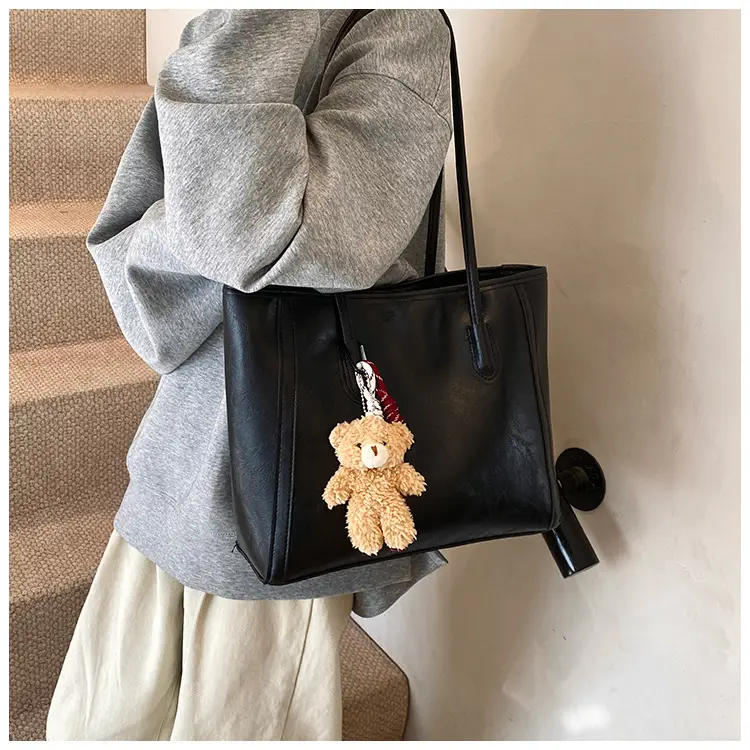 Women's Brown Embossed Tote Bag Large Capacity Shoulder Handbag — feature 9