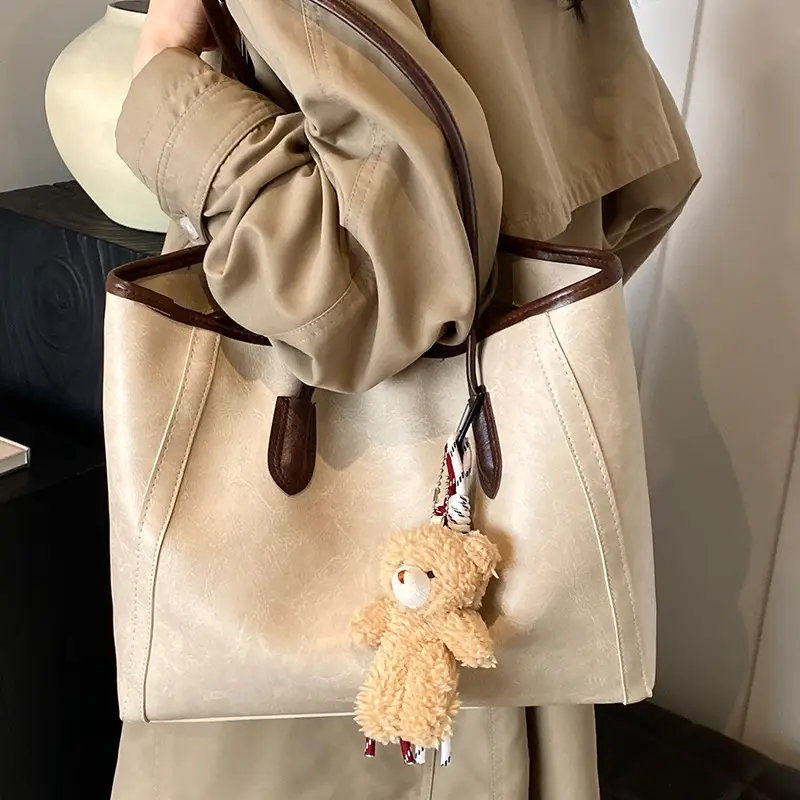 Women's Brown Embossed Tote Bag Large Capacity Shoulder Handbag - Image 4