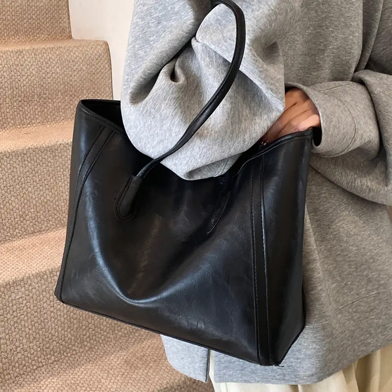 Women's Brown Embossed Tote Bag Large Capacity Shoulder Handbag - Image 5