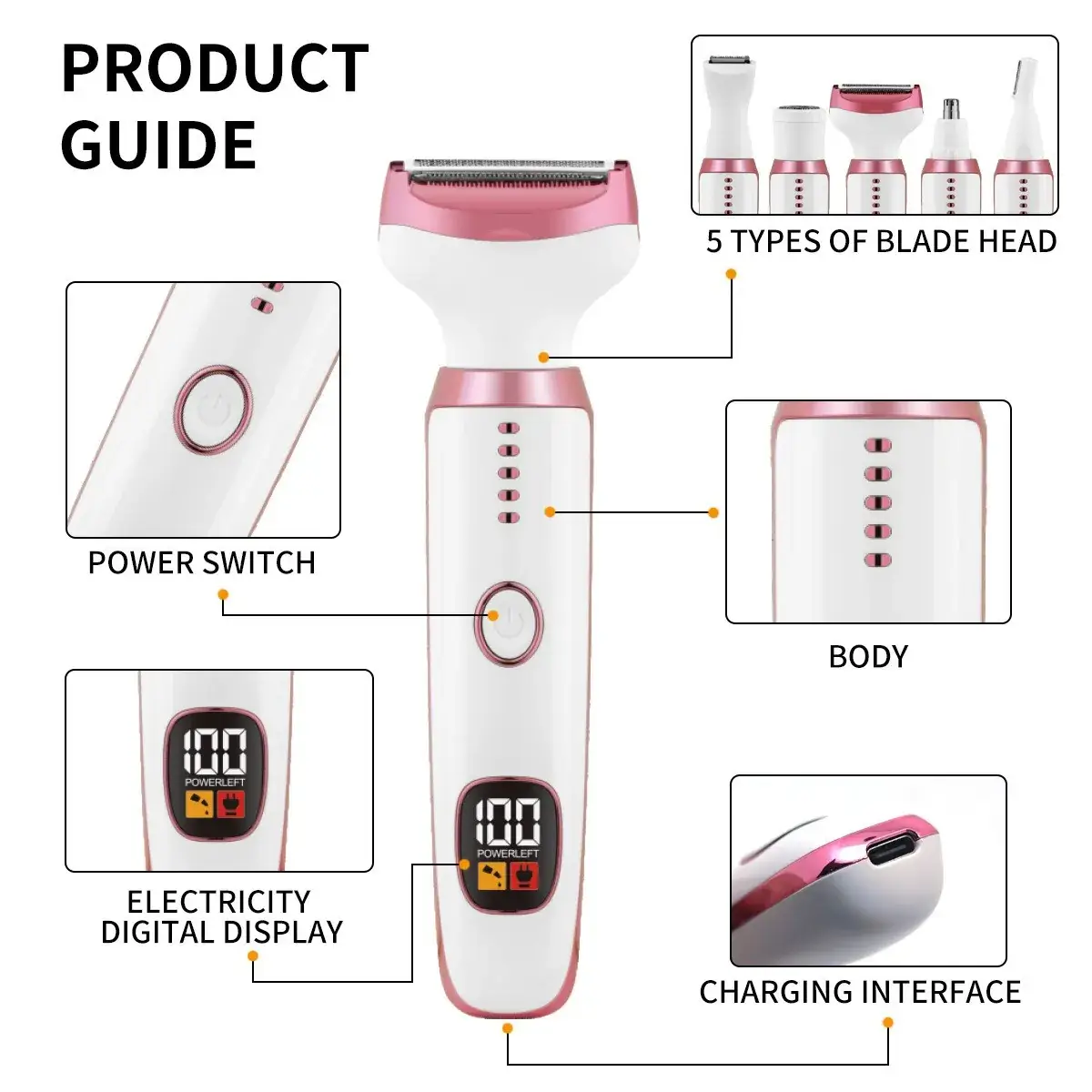 Five-in-One Digital Display Women's Hair Trimmer - Image 13