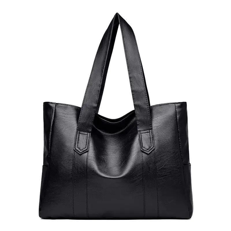Retro Leather Tote Bag Brown Large Capacity - Image 9