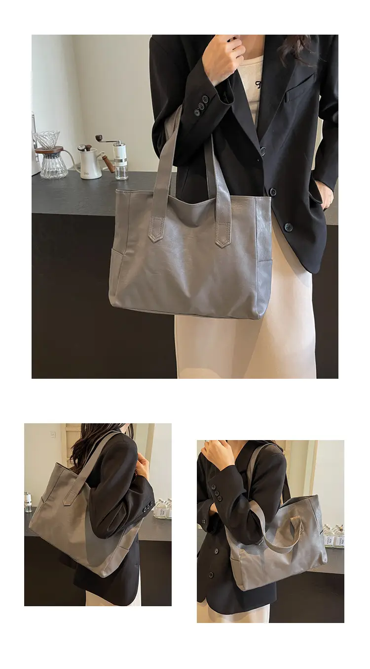 Retro Leather Tote Bag Brown Large Capacity — feature 15