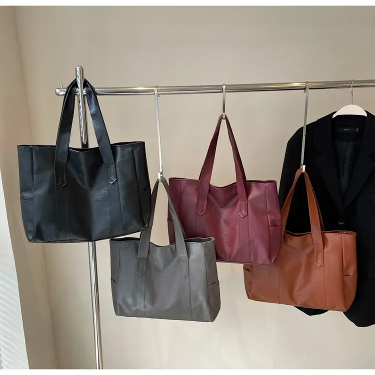 Retro Leather Tote Bag Brown Large Capacity — feature 16