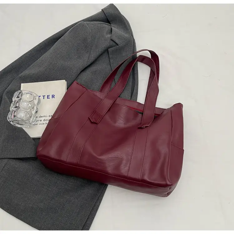 Retro Leather Tote Bag Brown Large Capacity — feature 40
