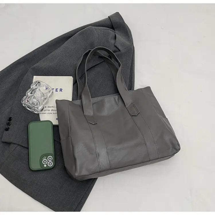 Retro Leather Tote Bag Brown Large Capacity — feature 44
