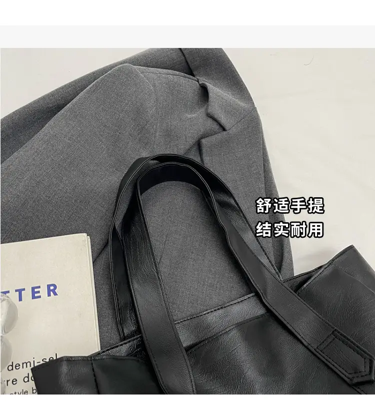 Retro Leather Tote Bag Brown Large Capacity — feature 7