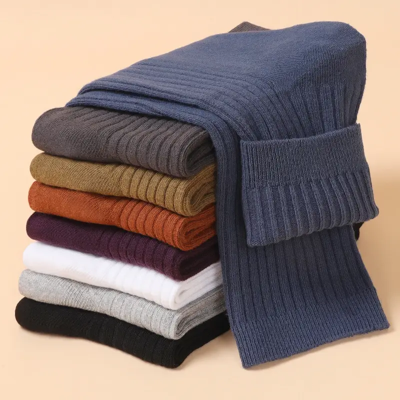 Socks tube socks cotton autumn and winter men's and women's socks vertical stripes slimming sweat-absorbent deodorant double needle cotton stockings stall