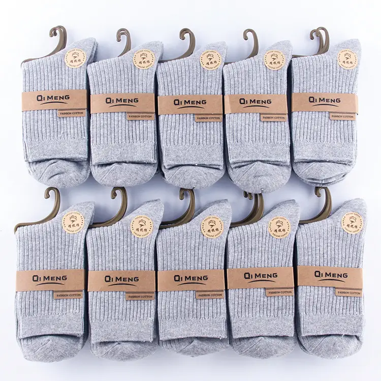Socks tube socks cotton autumn and winter men's and women's socks vertical stripes slimming sweat-absorbent deodorant double needle cotton stockings stall
