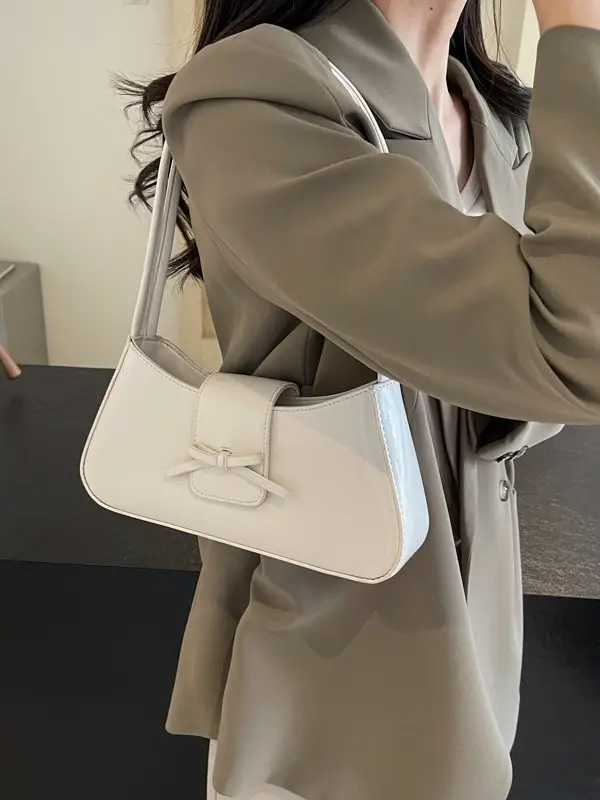 Black Women's Shoulder Bag with Bow Design