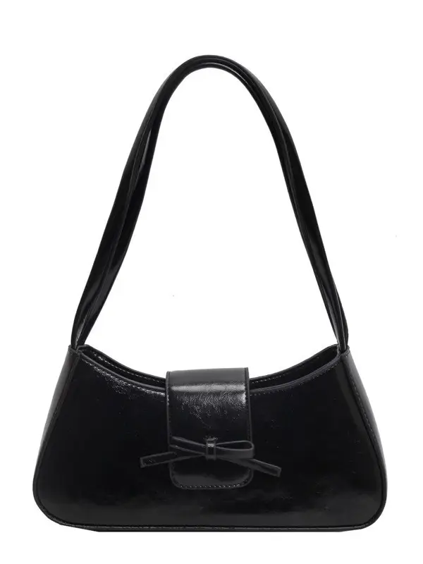Black Women's Shoulder Bag with Bow Design