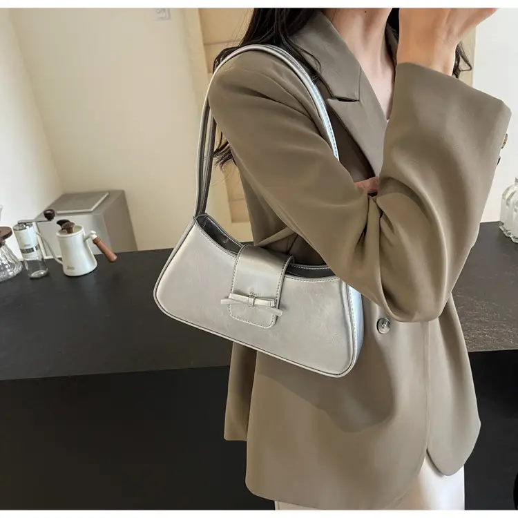 Black Women's Shoulder Bag with Bow Design — feature 11