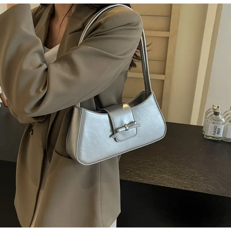 Black Women's Shoulder Bag with Bow Design — feature 13