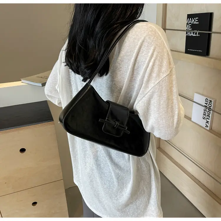 Black Women's Shoulder Bag with Bow Design — feature 15