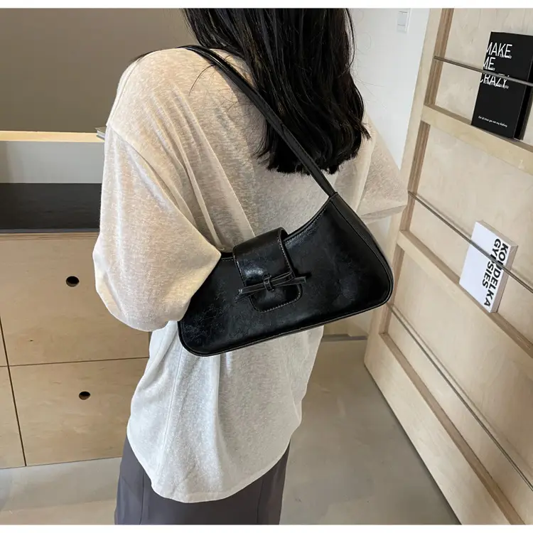 Black Women's Shoulder Bag with Bow Design — feature 16