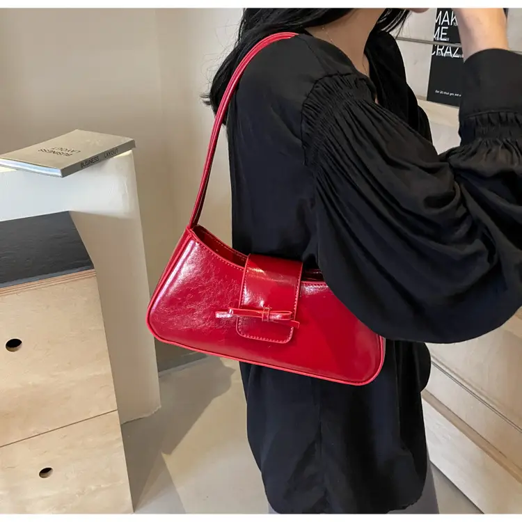 Black Women's Shoulder Bag with Bow Design — feature 17