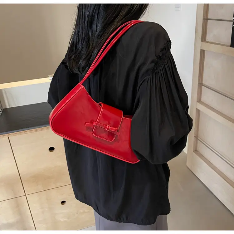 Black Women's Shoulder Bag with Bow Design — feature 18