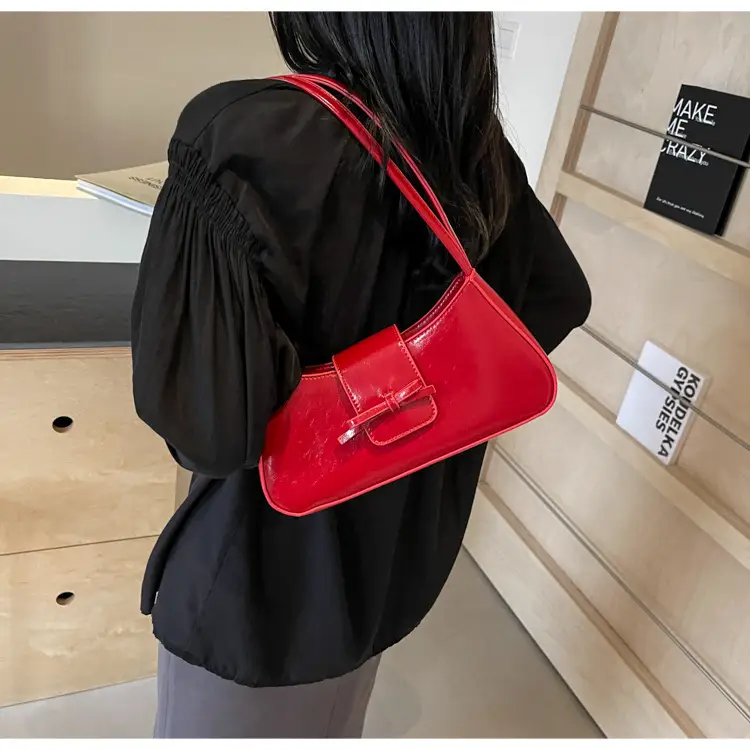 Black Women's Shoulder Bag with Bow Design — feature 19