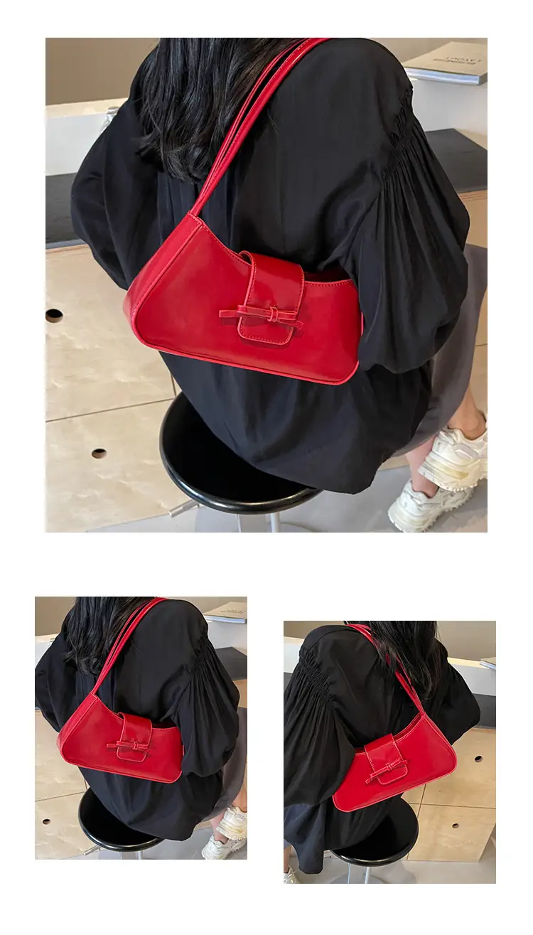 Black Women's Shoulder Bag with Bow Design — feature 21