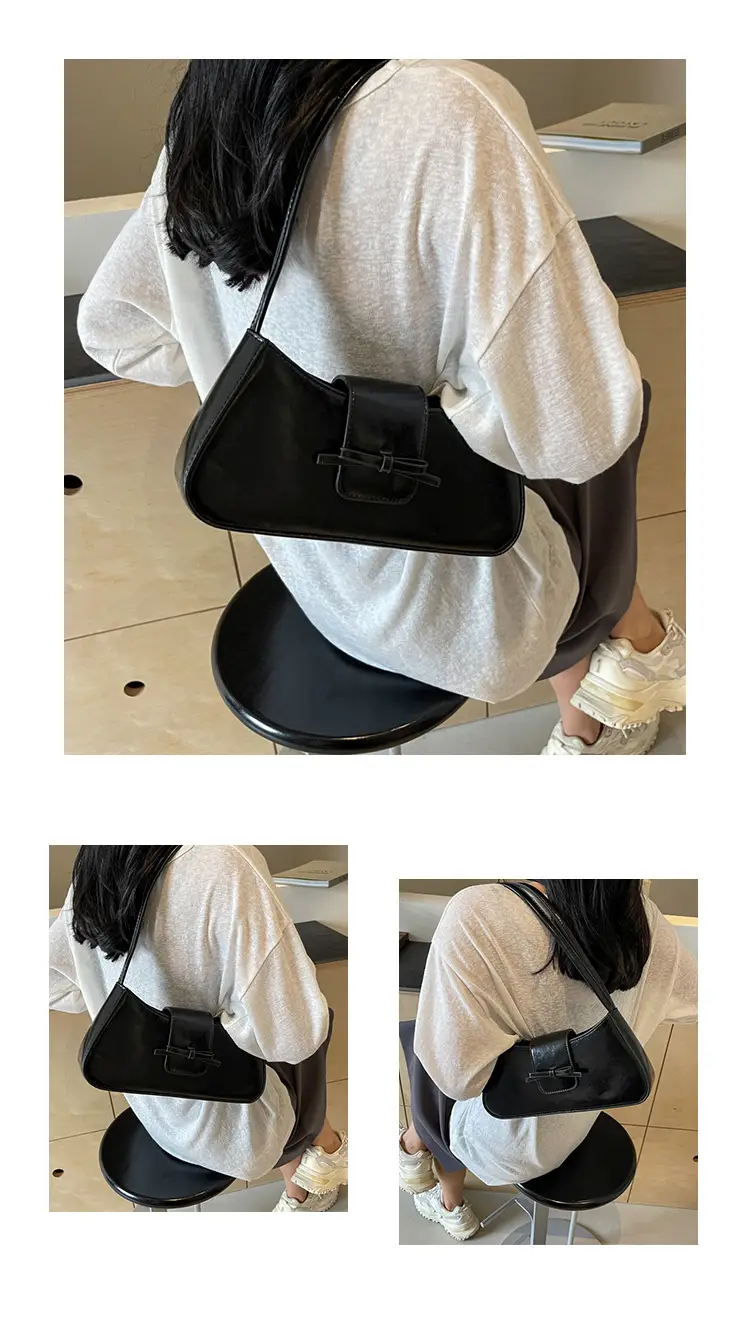 Black Women's Shoulder Bag with Bow Design — feature 22
