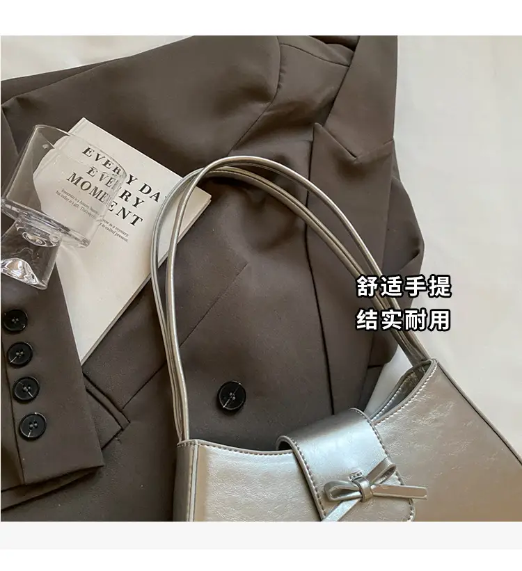 Black Women's Shoulder Bag with Bow Design — feature 4