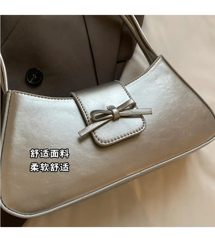 Black Women's Shoulder Bag with Bow Design — feature 5