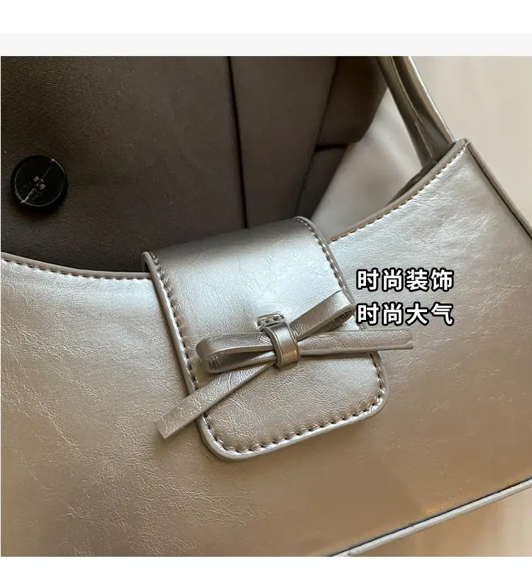 Black Women's Shoulder Bag with Bow Design — feature 6