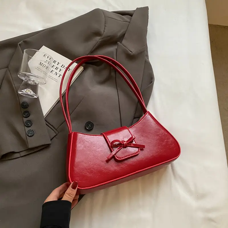 Black Women's Shoulder Bag with Bow Design