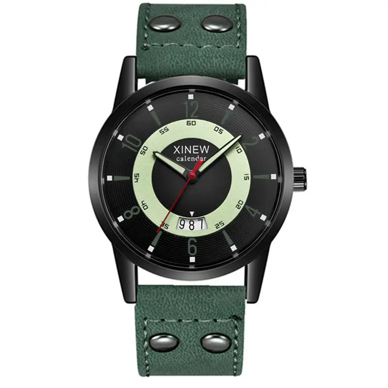 Men's Brown Leather Calendar Quartz Watch - Image 12