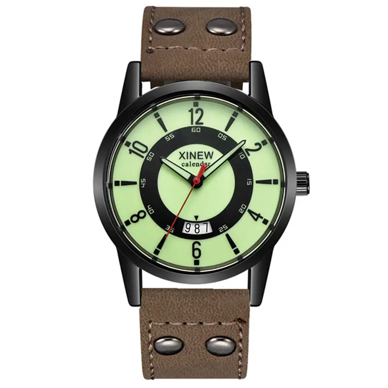 Men's Brown Leather Calendar Quartz Watch — feature 10