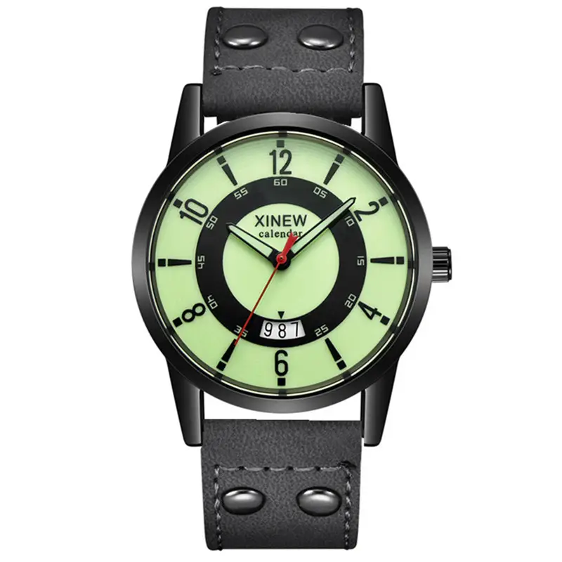 Men's Brown Leather Calendar Quartz Watch — feature 5