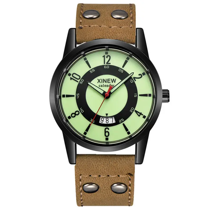 Men's Brown Leather Calendar Quartz Watch — feature 15
