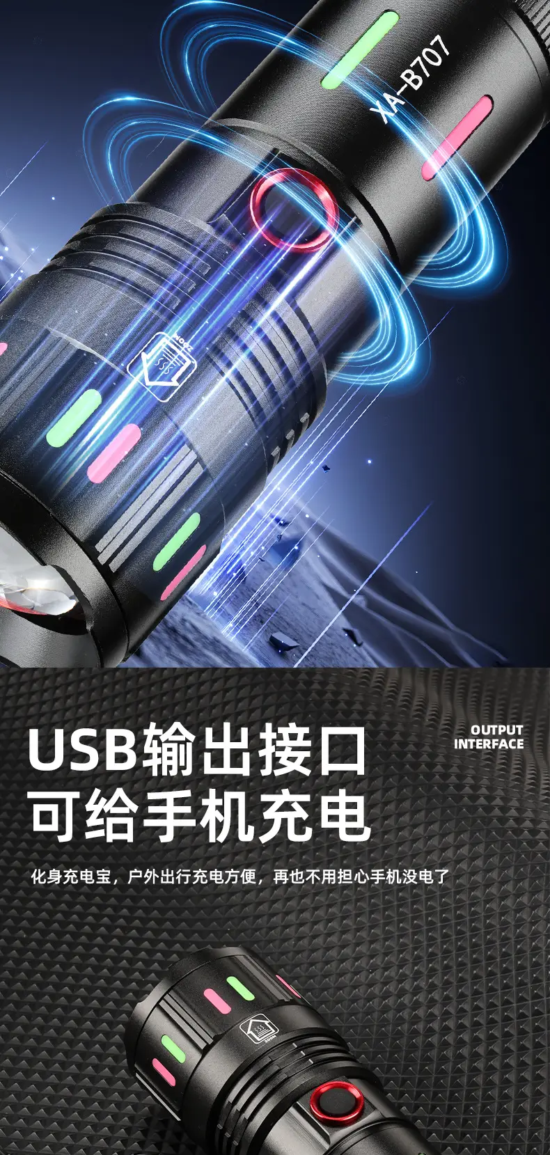 Two-in-One Explosive White Laser Flashlight with TYPE-C Charging β feature 8