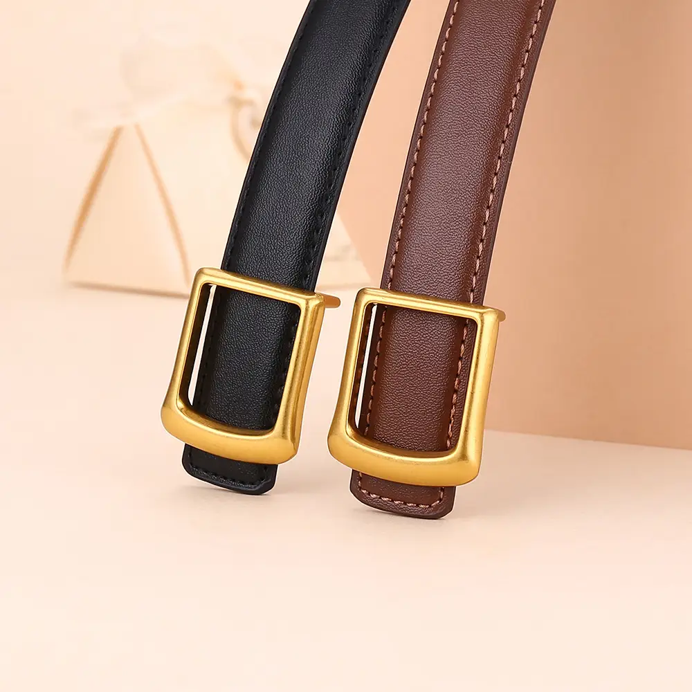 Women Square Buckle Genuine Leather Belt 24cm - Image 20