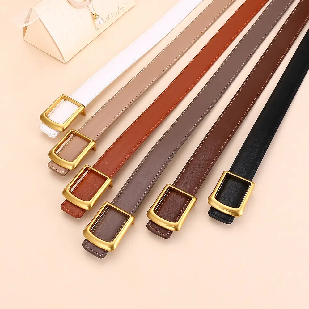 Women Square Buckle Genuine Leather Belt 24cm - Image 22