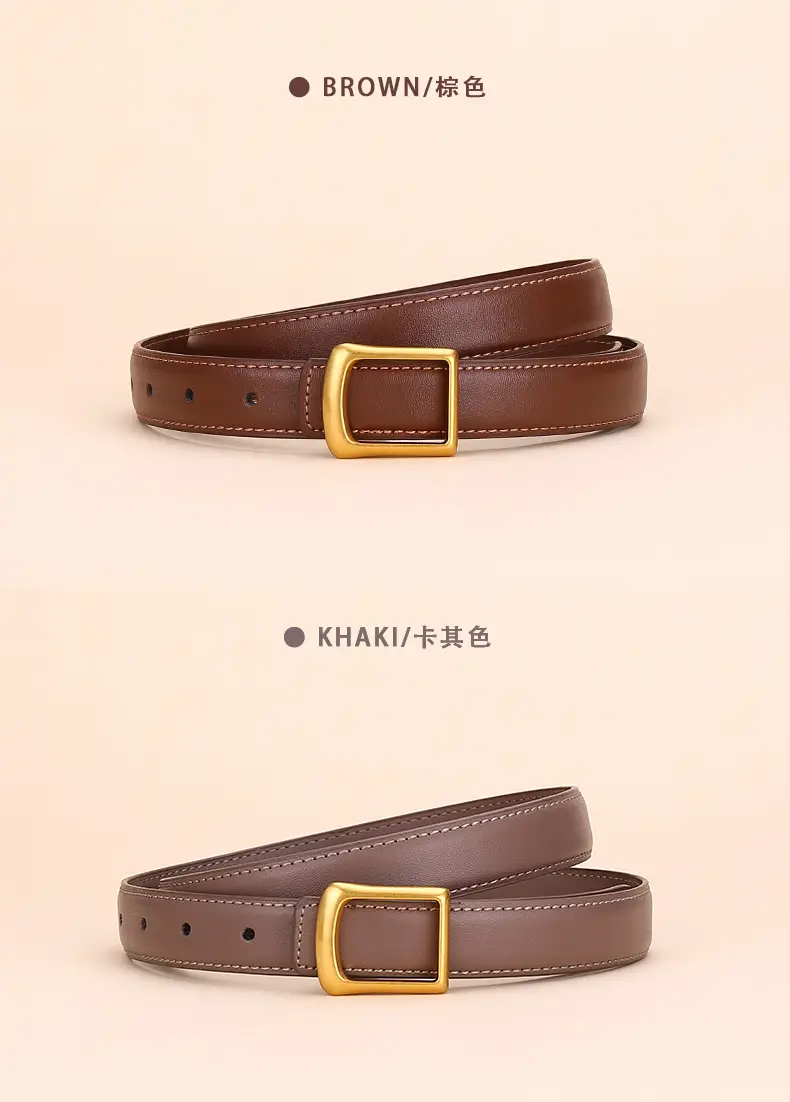Women Square Buckle Genuine Leather Belt 24cm — feature 10