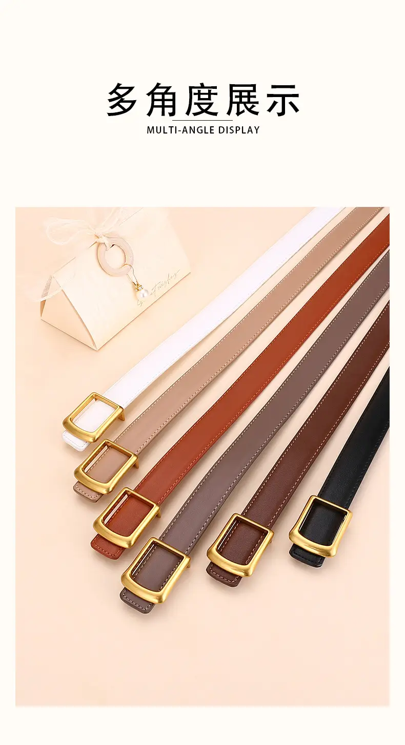 Women Square Buckle Genuine Leather Belt 24cm — feature 13
