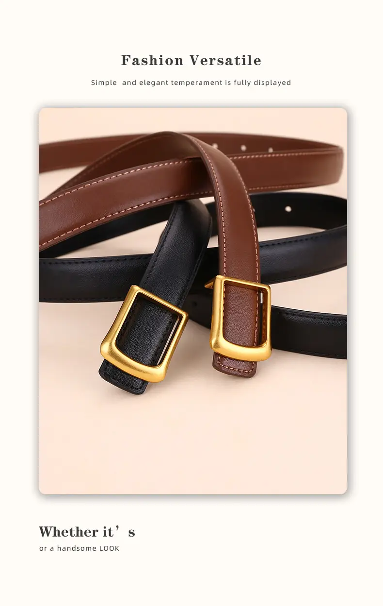 Women Square Buckle Genuine Leather Belt 24cm — feature 14