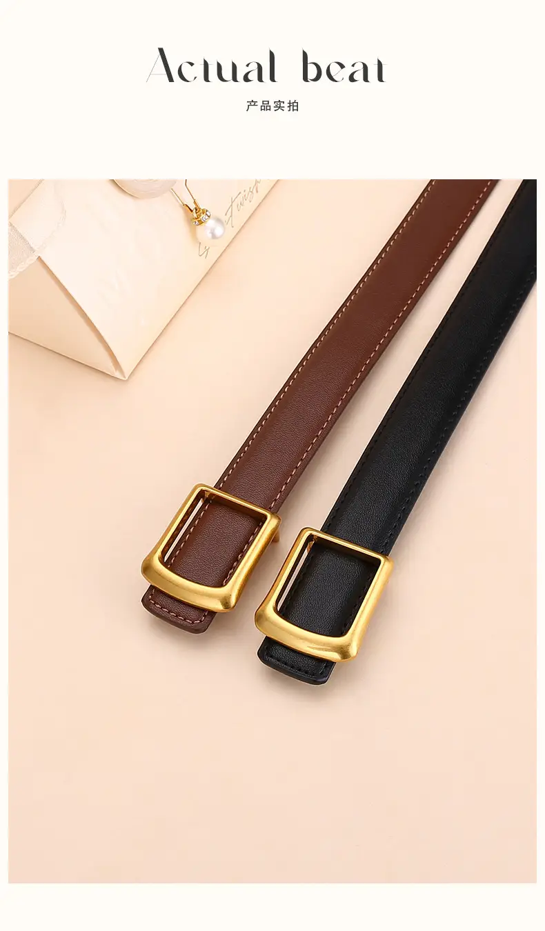 Women Square Buckle Genuine Leather Belt 24cm — feature 15