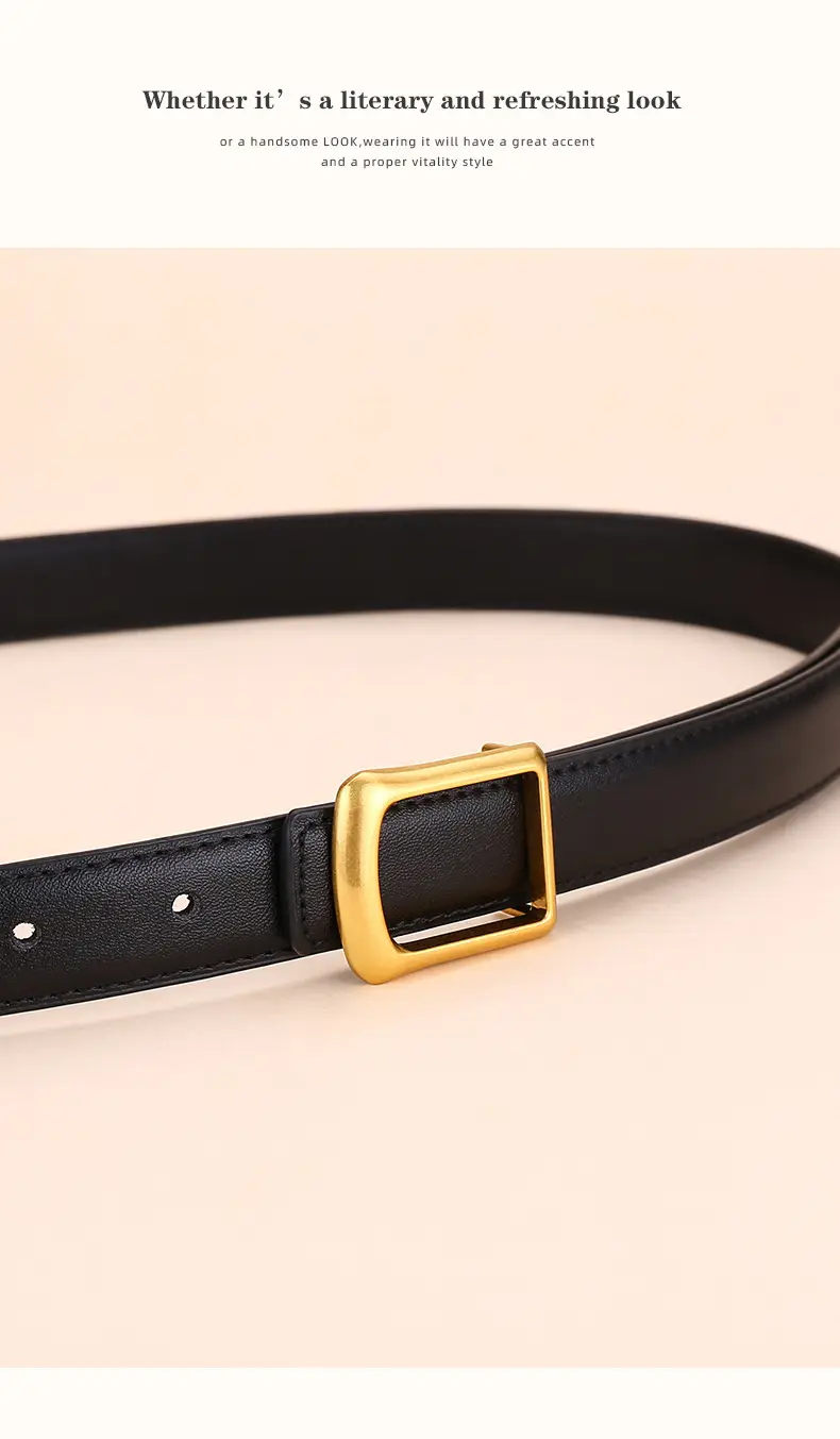 Women Square Buckle Genuine Leather Belt 24cm — feature 16