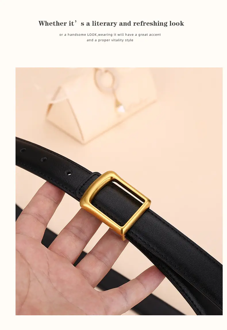 Women Square Buckle Genuine Leather Belt 24cm — feature 18