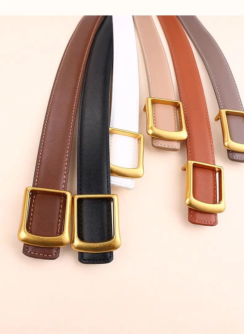 Women Square Buckle Genuine Leather Belt 24cm — feature 21