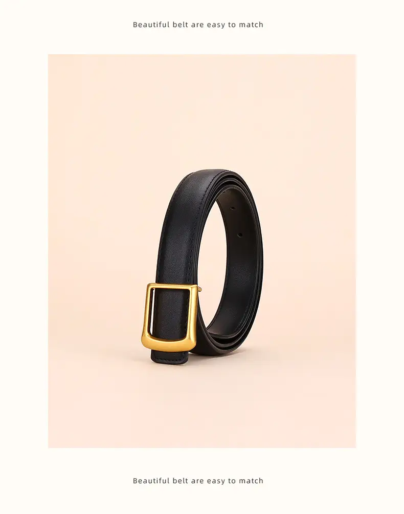 Women Square Buckle Genuine Leather Belt 24cm — feature 23
