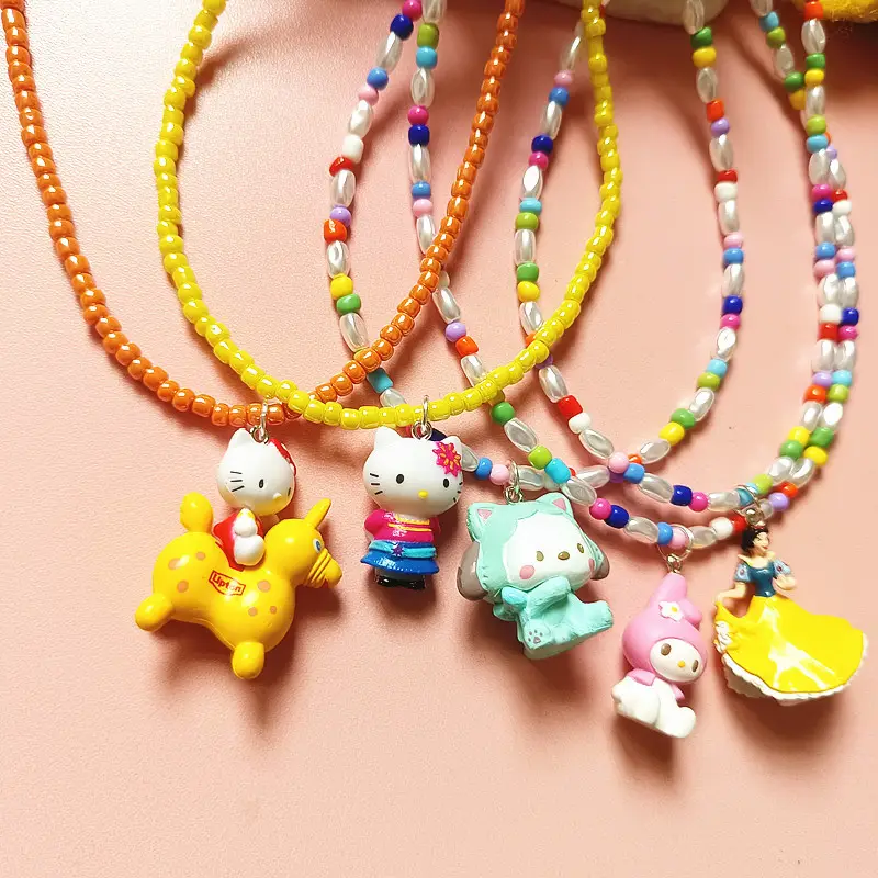 Cute Cartoon Necklace for Women Orange Beaded - Image 8