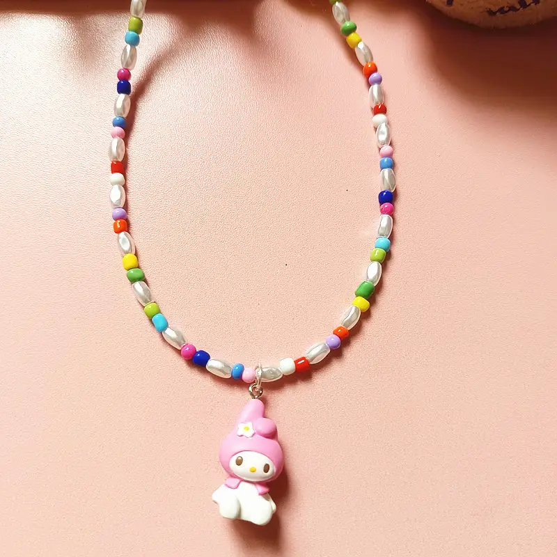 Cute Cartoon Necklace for Women Orange Beaded - Image 2