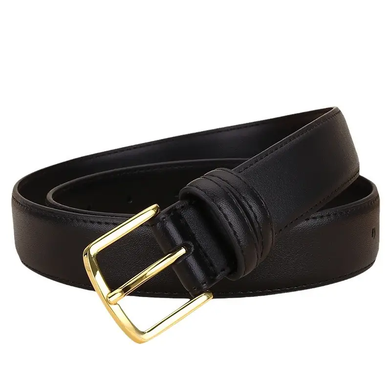 Black Leather Belt with Gold Buckle for Women - Image 9