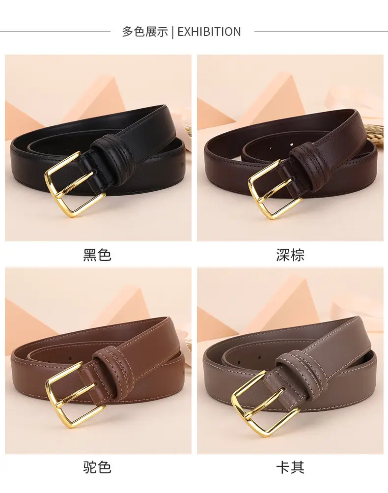 Black Leather Belt with Gold Buckle for Women — feature 11