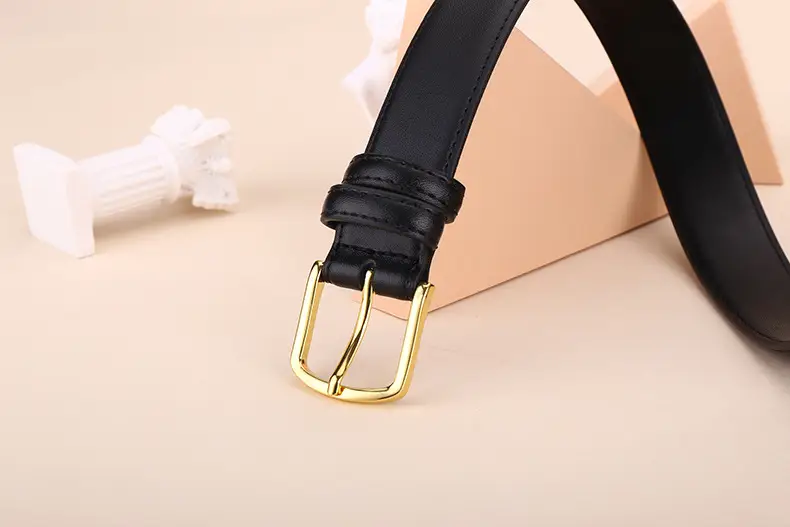 Black Leather Belt with Gold Buckle for Women — feature 13
