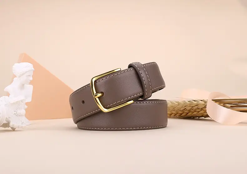 Black Leather Belt with Gold Buckle for Women — feature 15