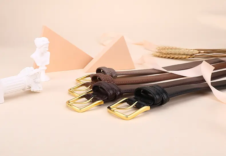 Black Leather Belt with Gold Buckle for Women — feature 16