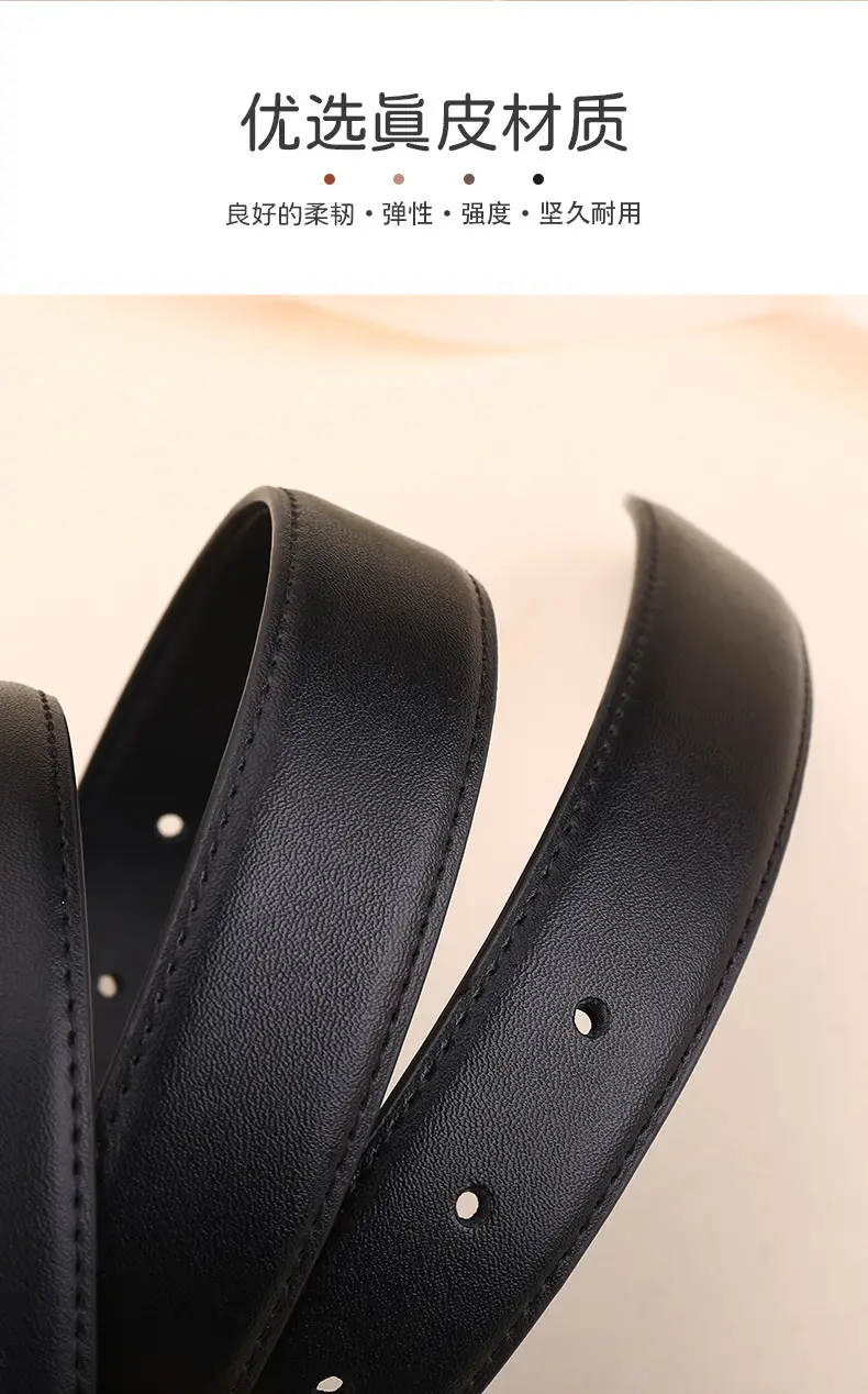 Black Leather Belt with Gold Buckle for Women — feature 4